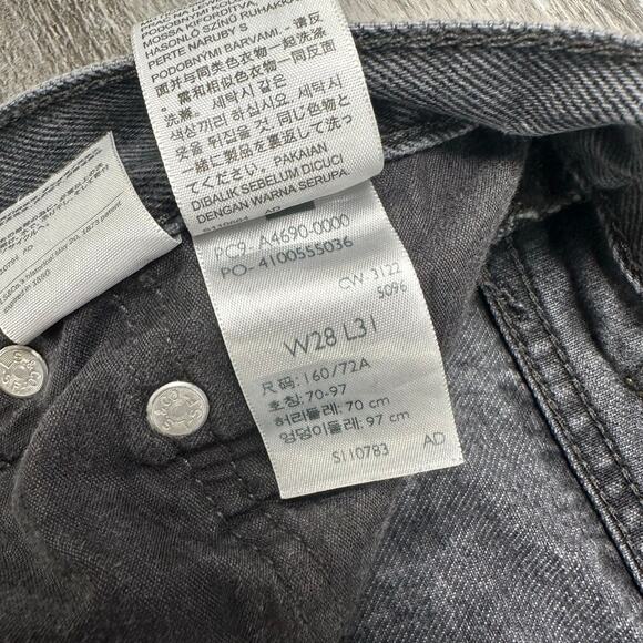 Levis Premium Faded Black Womens 28 Middy Straight Mid Rise Denim Jeans‎ Red Tab - Picture 6 of 14